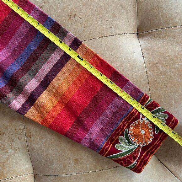 Artisan Boho Stripe Embroidered Folk Colorful Jacket Velvet Trim Cotton Women PM - Picture 10 of 10